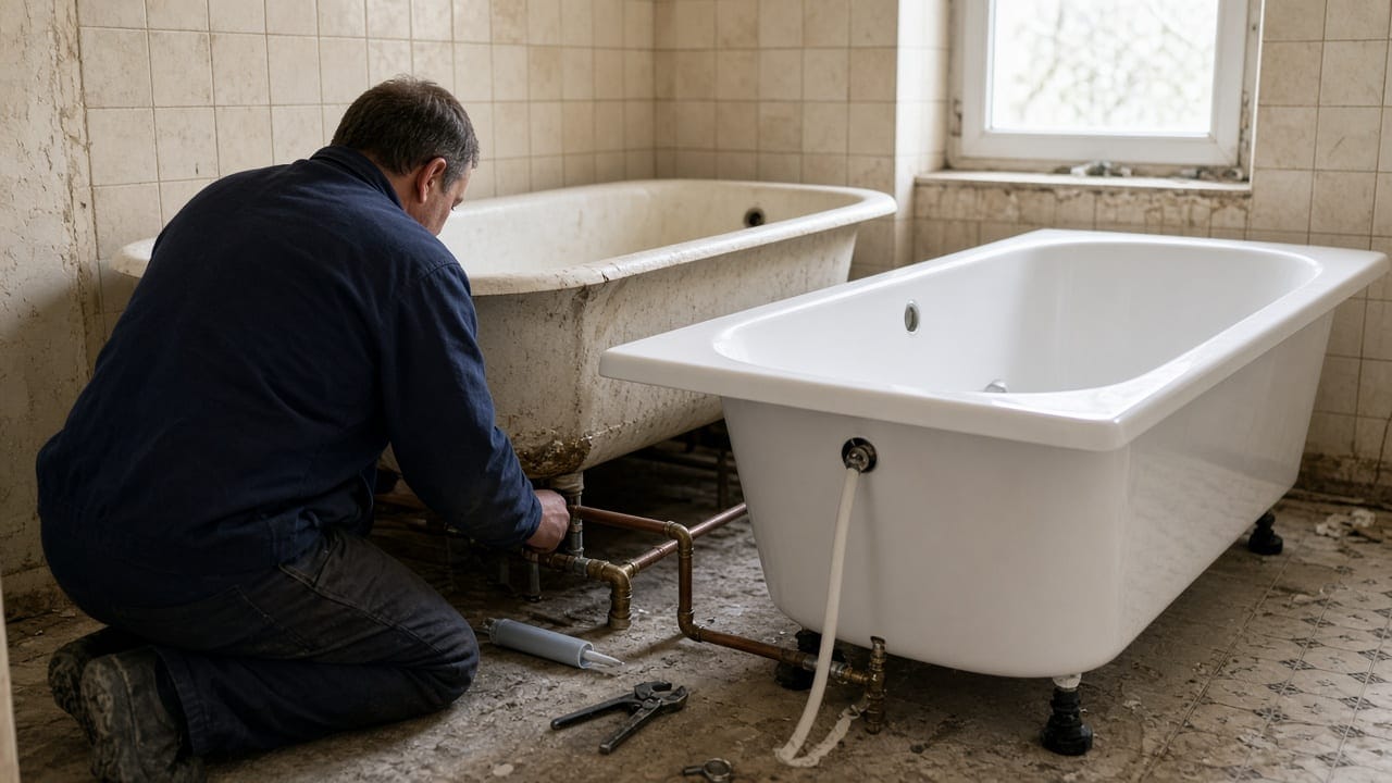 Remplacement de baignoire par plombier à Essonne